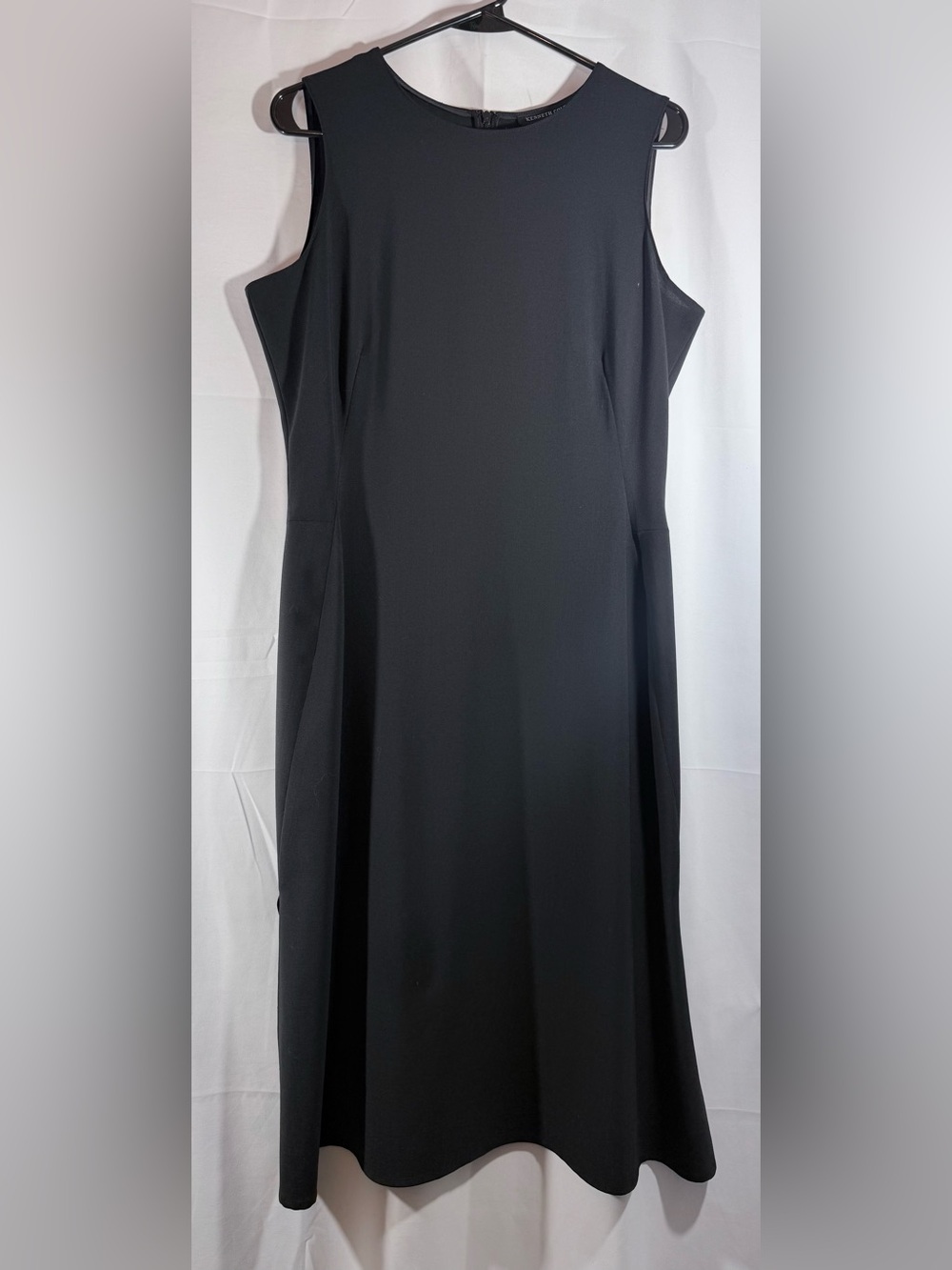 Kenneth Cole Black Sleeveless Midi Sheath Dress With Side Slits Size 12